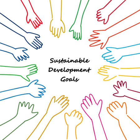 Sustainable Development Goals image people hands illustrationのイラスト素材