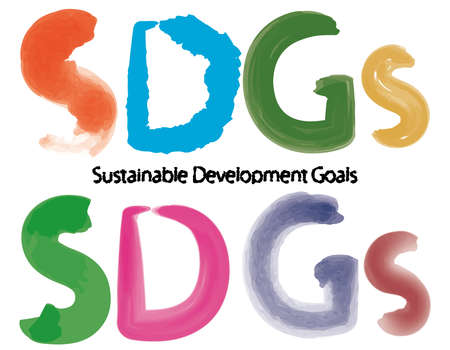 watercolor SDGs letters icon setのイラスト素材