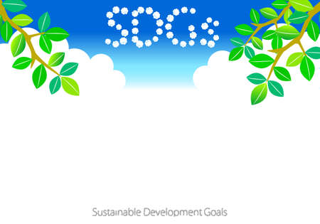 SDGs clouds and tree frame illustrationの写真素材