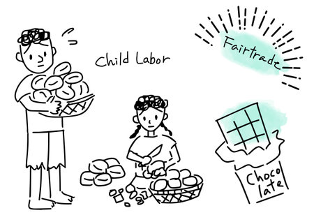 Illustration of child labor and chocolate in the cacao industryのイラスト素材