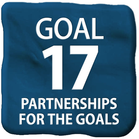 A sign with the legend GOAL 17 PARTNERSHIPS FOR THE GOALSの写真素材
