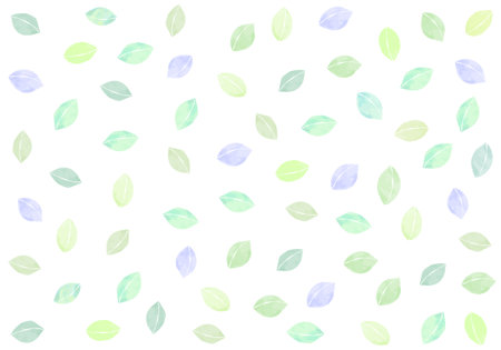 Watercolor green leaves seamless pattern on white background. Vector illustration.のイラスト素材