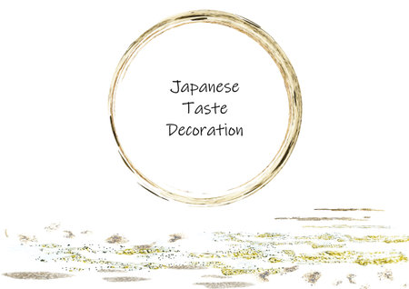 Circular frame and illustration of modest golden glitterのイラスト素材