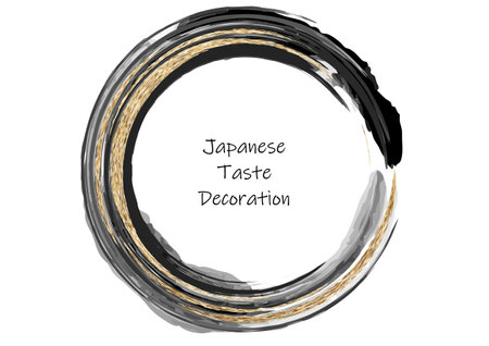 Circular frame illustration of ink and golden glitterのイラスト素材