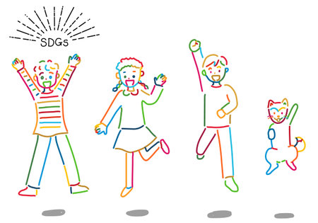 SDGs 17 color jumping world line drawingのイラスト素材
