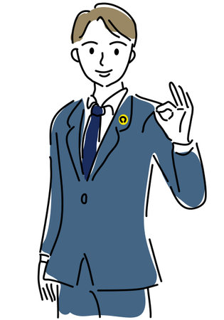 a man lawyer make OK sign hand drawing illustration, vectorのイラスト素材