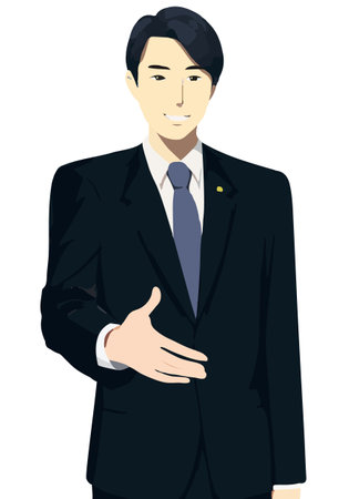 A man lawyer asks for a handshake flat color illustration, vectorのイラスト素材