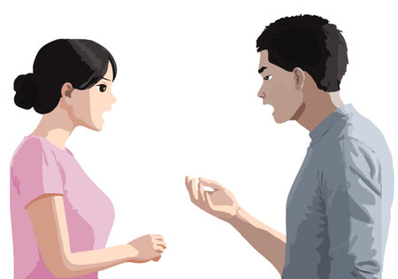 Flat color illustration of arguing couple (couple)のイラスト素材