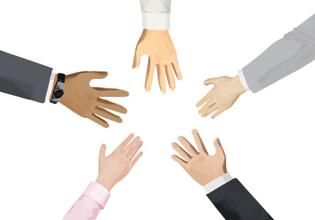 Flat color illustration of the hands of people unitingのイラスト素材