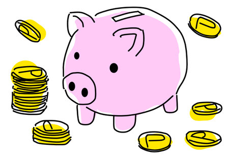 Simple line drawing illustration of piggy bank piggy (point)のイラスト素材