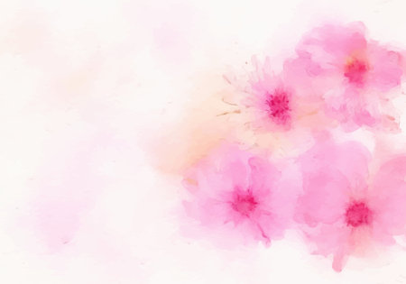 Beautiful flowers and pale pink abstract background (AI image)の素材