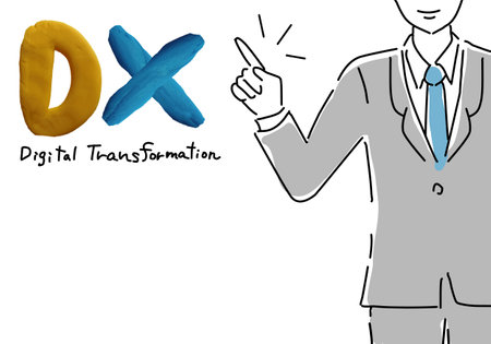 Man pointing at DX stereoscopic icon (faceless)のイラスト素材