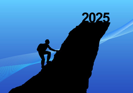Cliff image and blue background illustration in 2025の写真素材
