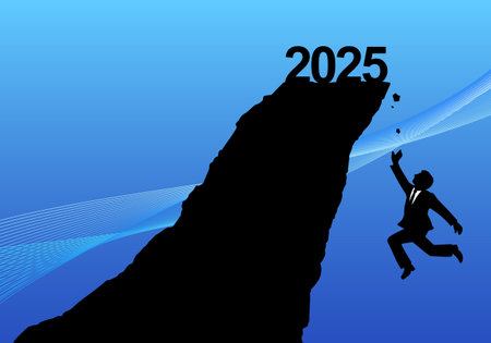 Businessman falling off a cliff in 2025の写真素材