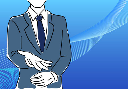 Simple line drawing of a businessman with DX or IT imageの写真素材