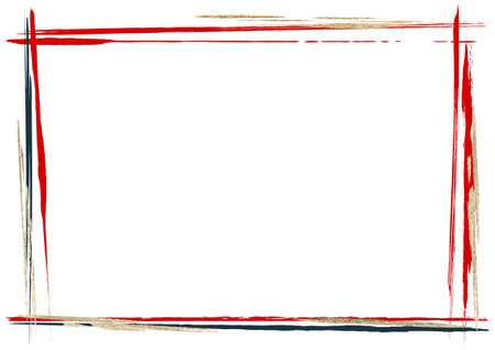 Rough frame in red and glitter goldのイラスト素材