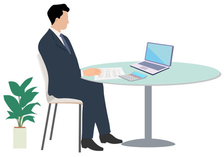 Flat color illustration of judicial scrivener, tax accountant, and accountingのイラスト素材