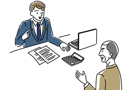 Judicial scriveners, tax accountants, and accountants to discussのイラスト素材