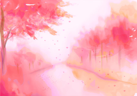 Abstract watercolor background with trees. Vector illustration for your design.の写真素材