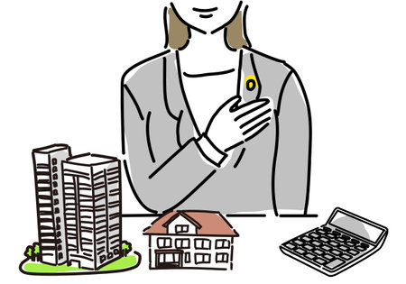 woman real estate appraiser hand on his chest hand drawing illustrationの写真素材