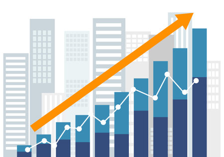 Business graph design over cityscape background, vector illustration. Eps10のイラスト素材