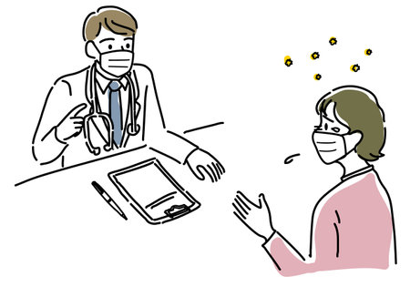 Illustration of a doctor explaining to a patientのイラスト素材