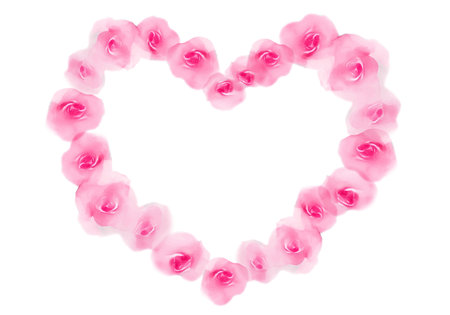 Watercolor pink rose heart frameの素材
