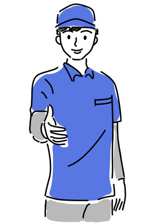 Vector illustration of a delivery man in blue uniformのイラスト素材