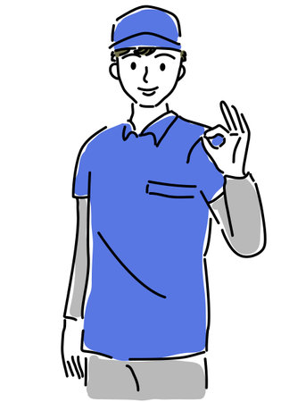 OK Sign Mover/Courier Simple Line Drawingのイラスト素材