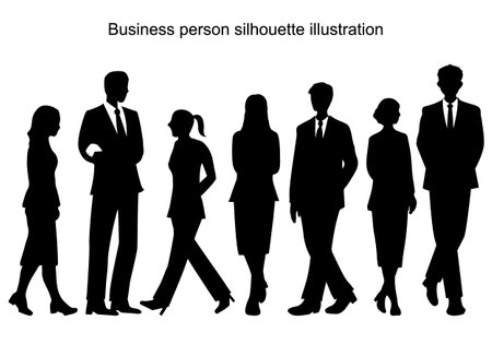 Silhouettes of business people on a white background. Vector illustrationのイラスト素材