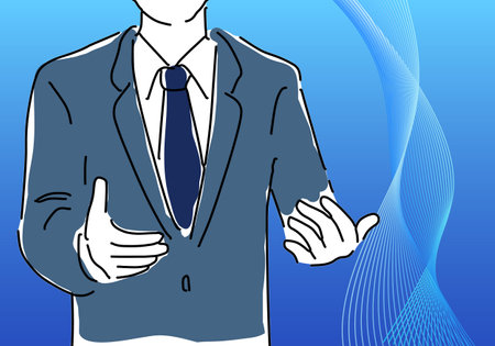 Businessman on abstract blue background. Vector illustration. Eps 10.の写真素材