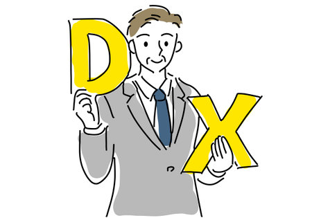 Businessman with the letter DX illustrationの写真素材