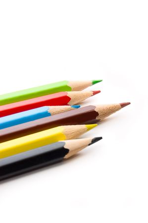 Colorful pencils on white backgroundの写真素材