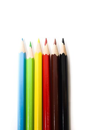 Colorful pencils on white backgroundの写真素材