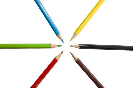 Colorful pencils on white backgroundの写真素材