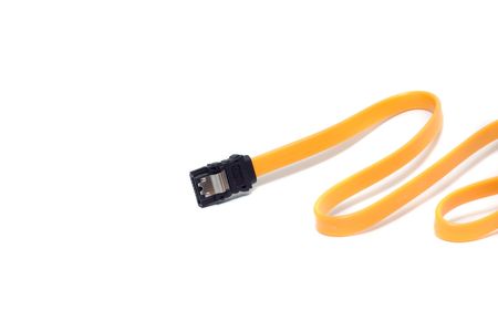 Pc sata cable for connecting hdds. White background.の写真素材