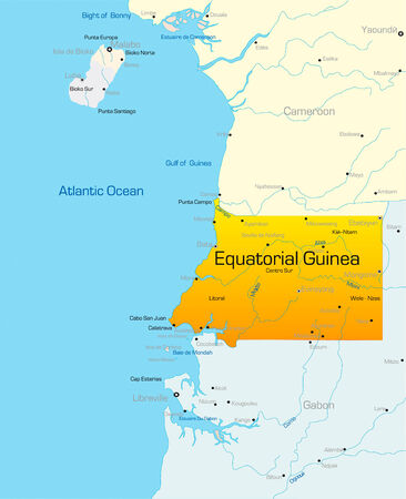 Abstract vector color map of Equatorial Guinea countryのイラスト素材