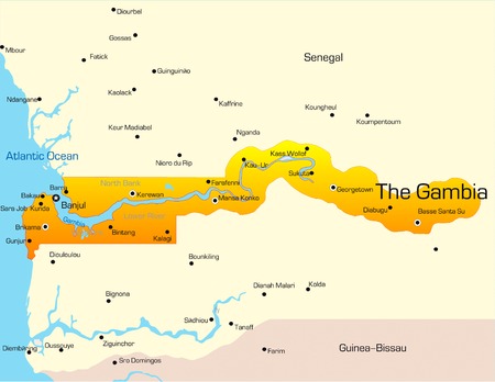 Abstract vector color map of Gambia countryのイラスト素材