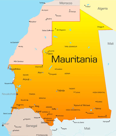 Abstract vector color map of Mauritania countryのイラスト素材