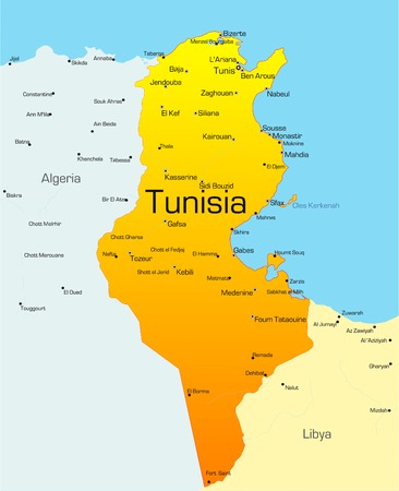Abstract vector color map of Tunisia countryのイラスト素材