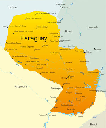 Abstract vector color map of Paraguay countryのイラスト素材