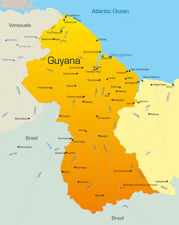 Abstract vector color map of Guyana countryのイラスト素材
