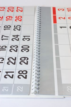 Close up of blank spiral calendar pageの写真素材