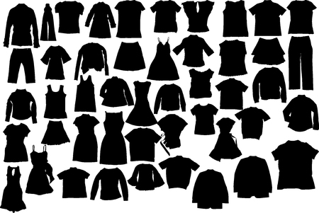Abstract vector clothes silhuettes illustrationのイラスト素材