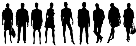 Abstract vector people silhouettes illustrationのイラスト素材