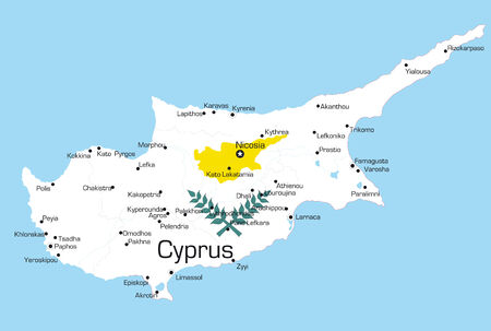 Abstract vector color map of Cyprus country colored by national flagのイラスト素材
