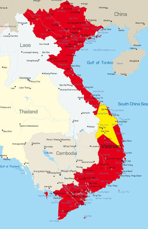 Vector map of Vietnam country colored by national flagのイラスト素材