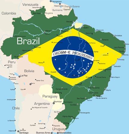 Abstract vector color map of Brazil country colored by national flag

のイラスト素材