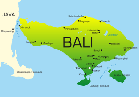Vector map of Bali country colored by national flagのイラスト素材