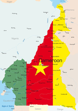 Abstract vector color map of Cameroon country colored by national flag
のイラスト素材